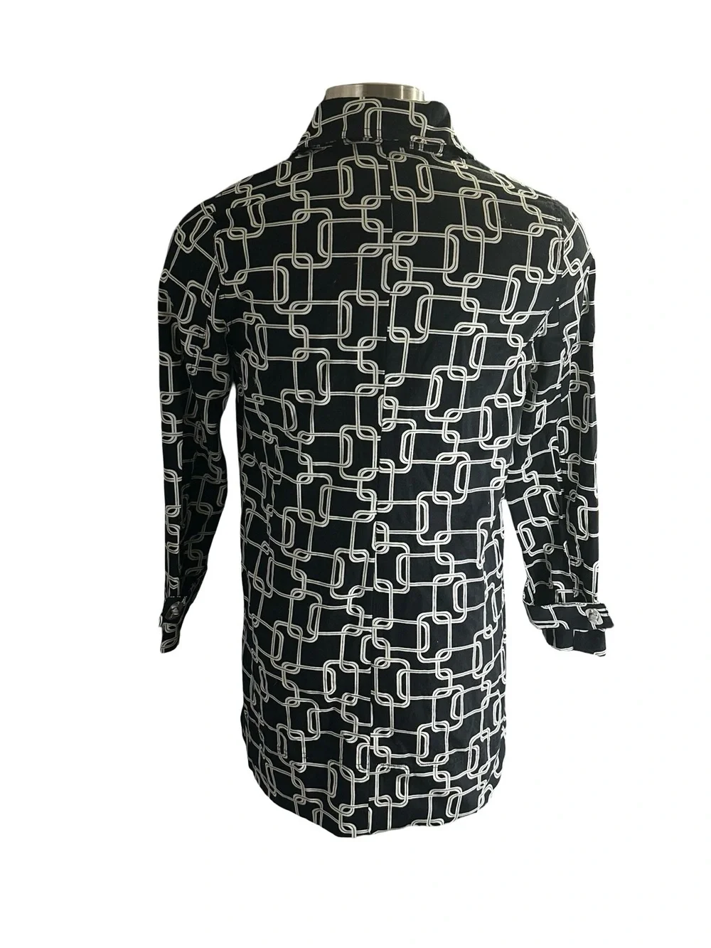 George ME Mark Eisen Geometric Turn Lock Trench Coat Jacket Women Sz M 8 10